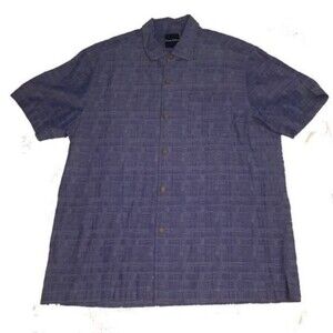 Tommy Bahama Men's Short Sleeve Button Up Shirt Blue Large